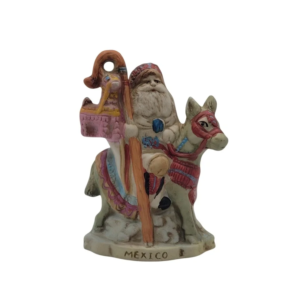 Vintage RSVP 1991 Mexico Santa Riding Donkey Ceramic Figurine 8903